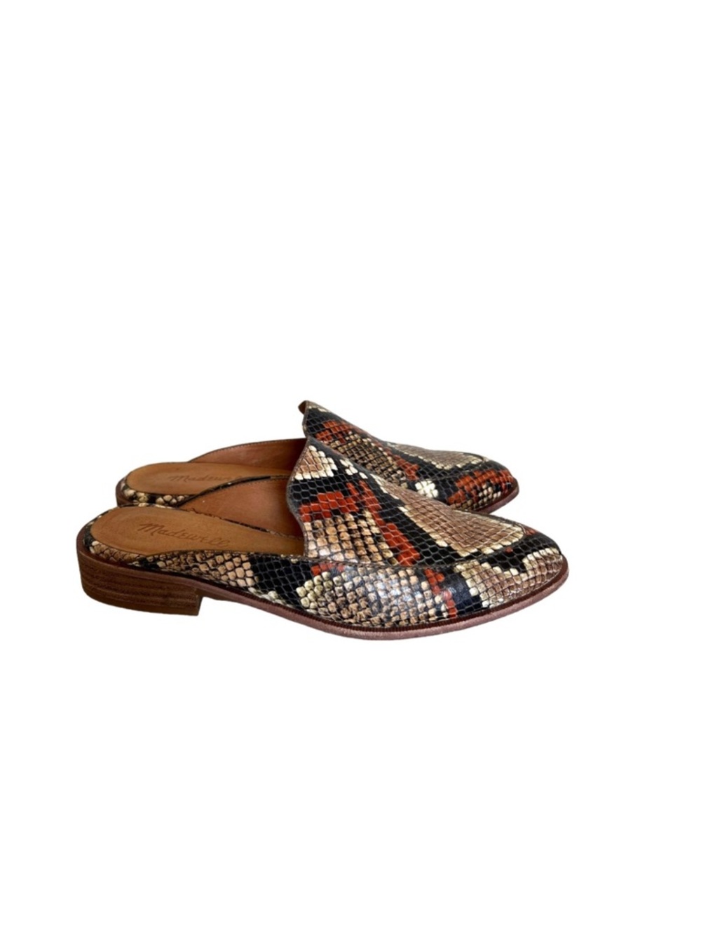 Madewell The Frances Loafer Mule In Snake Embossed Leather Size 6.5
